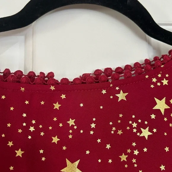 Unique Vintage Red and Gold Starry Midi Dress - Picture 4 of 9